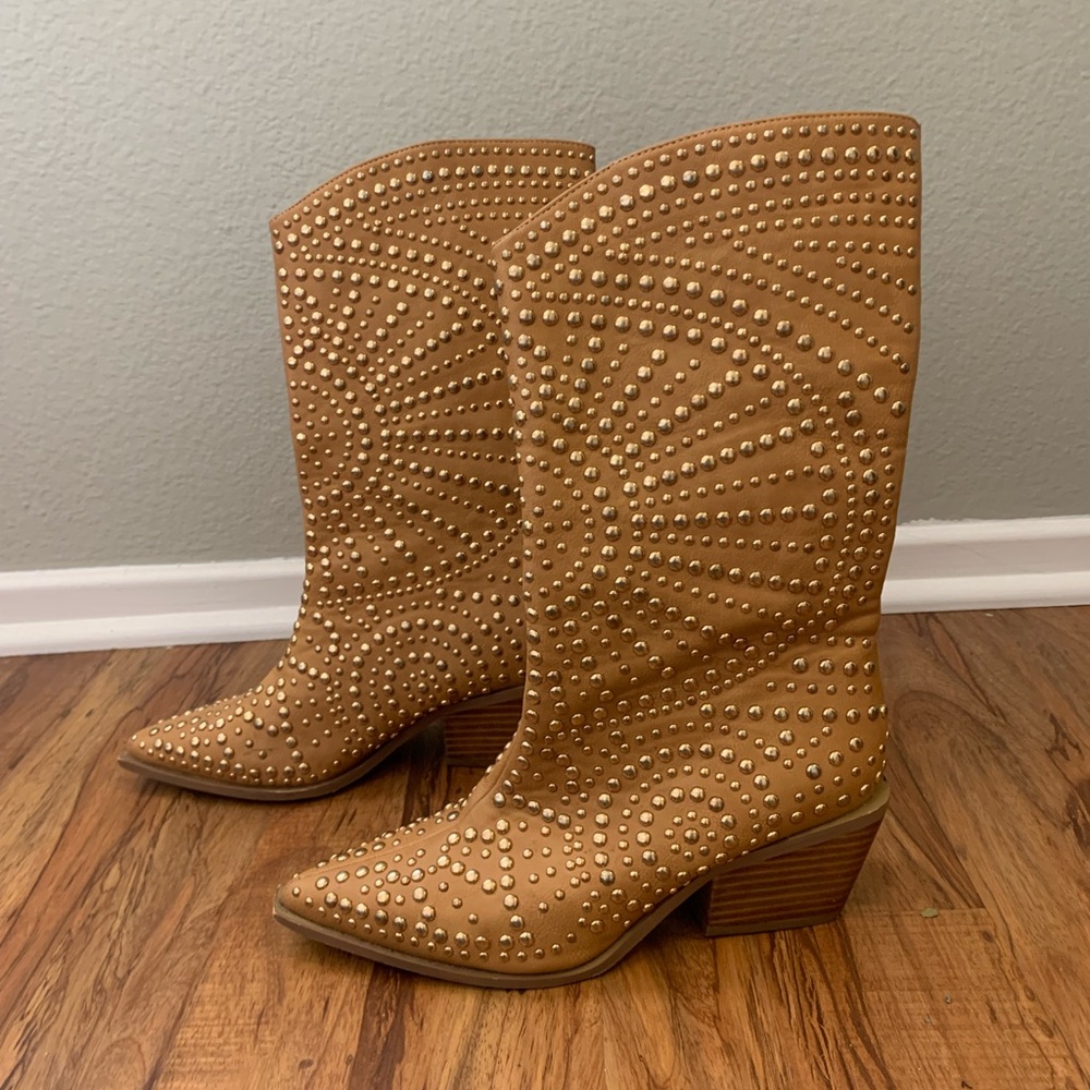 Studded Tan Western Boots